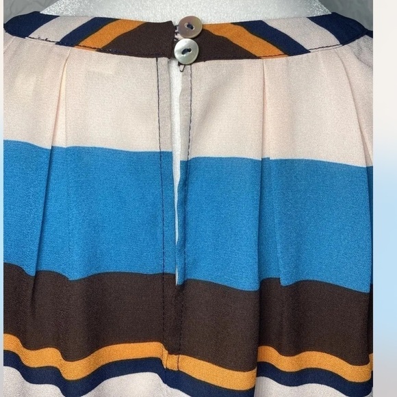 MEADOW RUE Top Anthropologie Peasant Boho Beachstripe Blouse Stripe Blue Xsmall - Picture 8 of 14